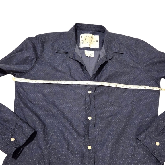 Frank & Eileen BARRY Cotton Button Down Collar Shirt Navy Blue W/Dots Size Large - Picture 5 of 11